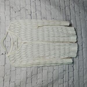 LOFT OffWhite Lace Cardigan Sweater Size LARGE Vintage